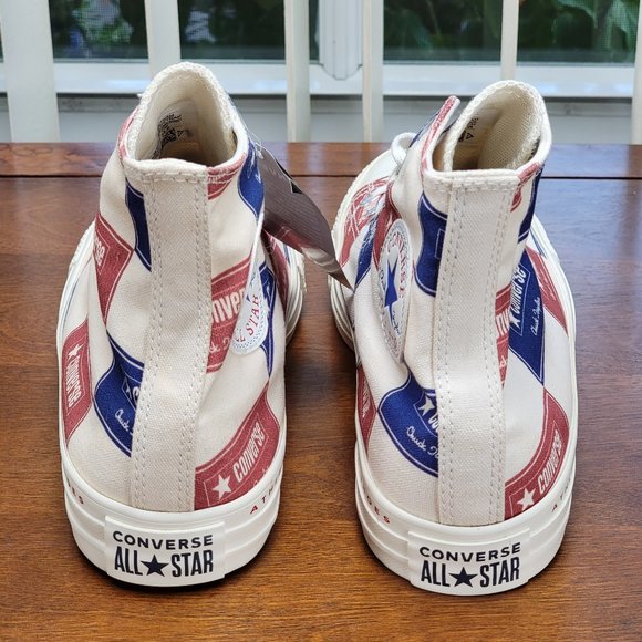 Converse Chuck Taylor All Star Hi Canvas 166500C Egret/Blue/Gym Red Size 7.5 Men - Picture 4 of 11